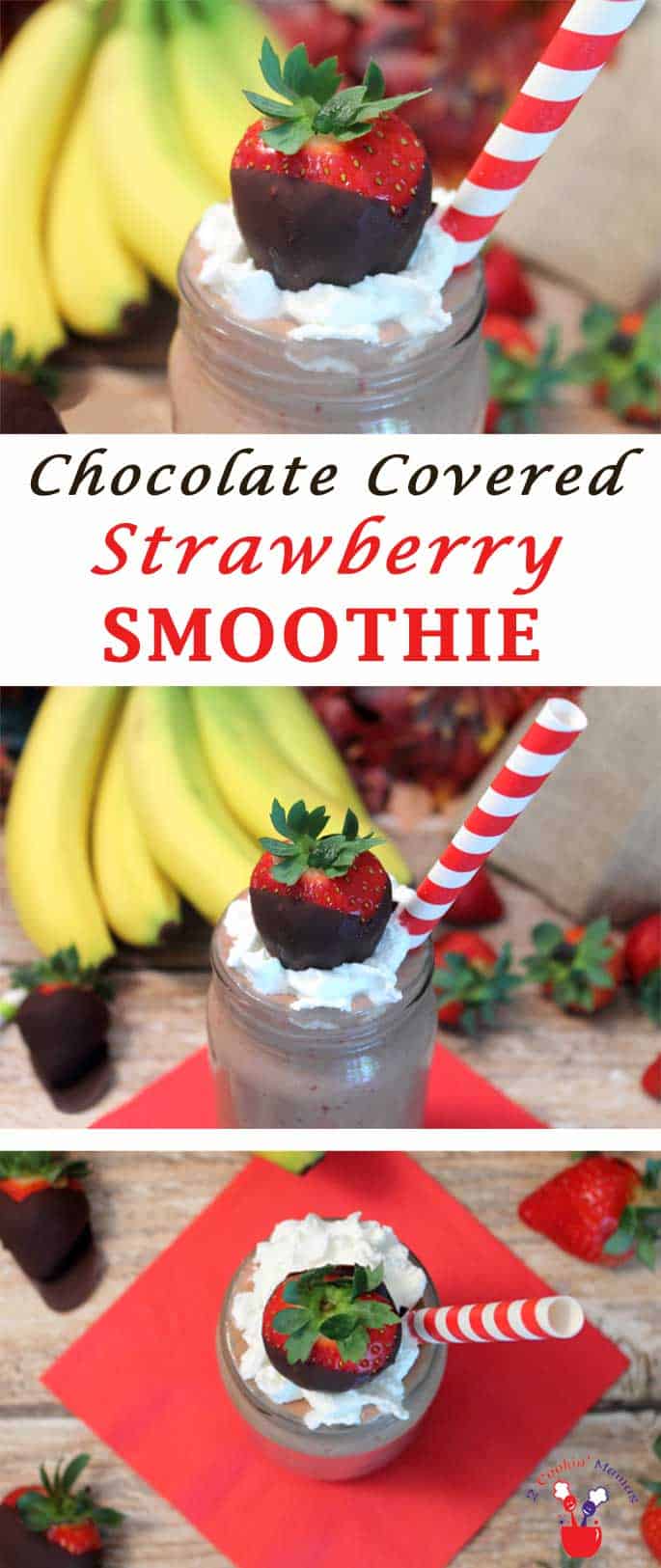 Get energized & stay healthy with this Chocolate Covered Strawberry Smoothie. An antioxidant-packed mix of greens, fruits & vegetables that tastes like you're eating chocolate covered strawberries. #smoothie #strawberries #healthyeating #chocolate #breakfast #recipe