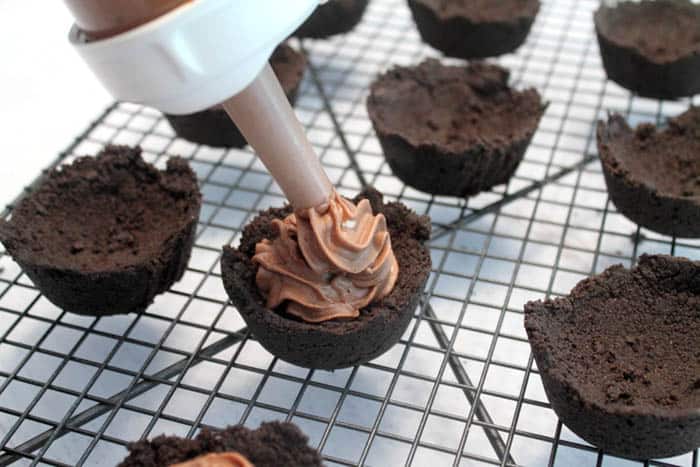 Mocha Cheesecake Cookie Cups fill | 2 Cookin Mamas