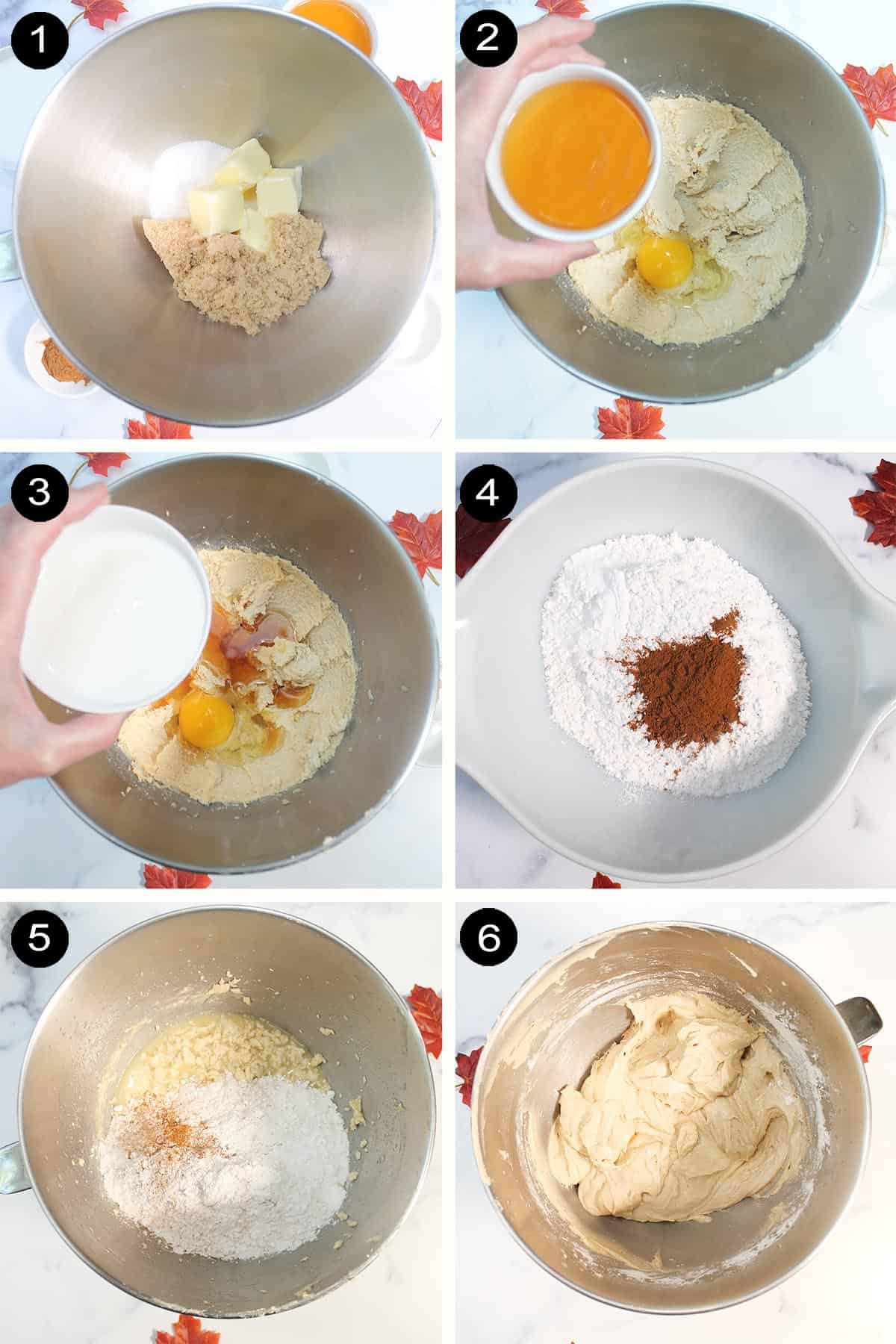 Steps 1-6 to make cookie dough.