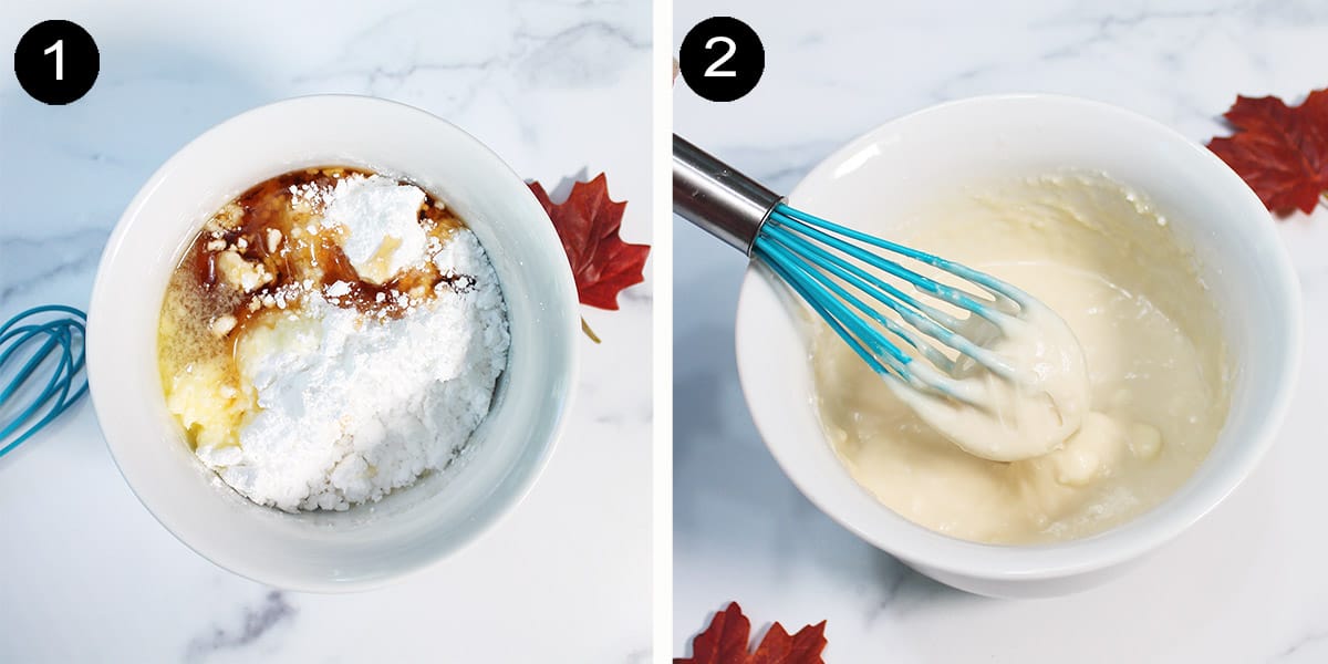 Steps to make maple frosting.