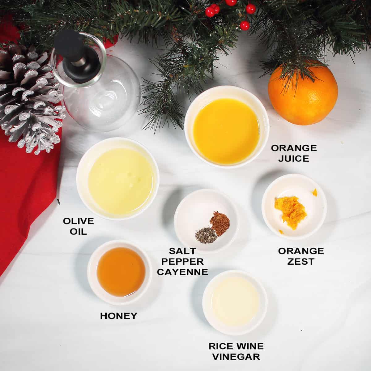 Orange vinaigrette salad dressing ingredients.