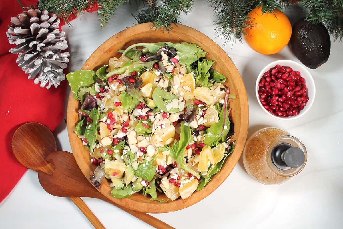 Tossed orange and pomegranate salad.