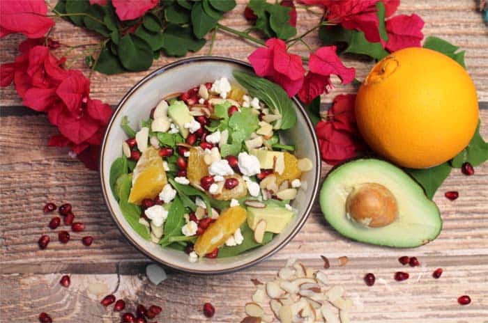 Pomegranate Orange Salad overhead | 2 Cookin Mamas