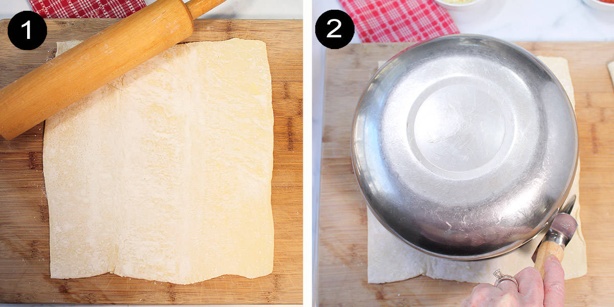 Steps 1-2 preparing puff pastry.