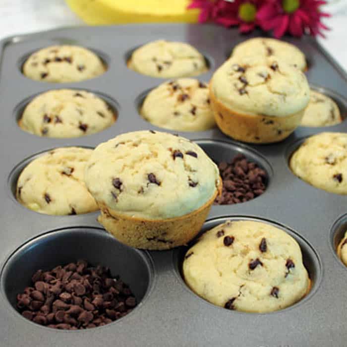 Banana Pancake Muffins with Chocolate Chips 2 Cookin Mamas