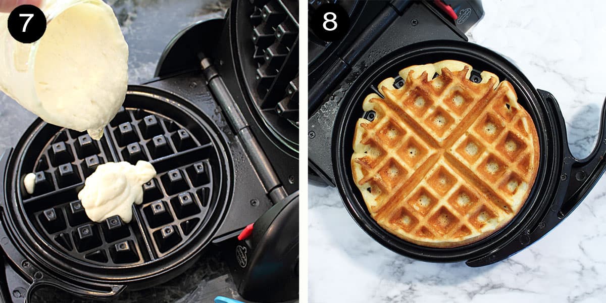 Finishing steps for holiday waffles.