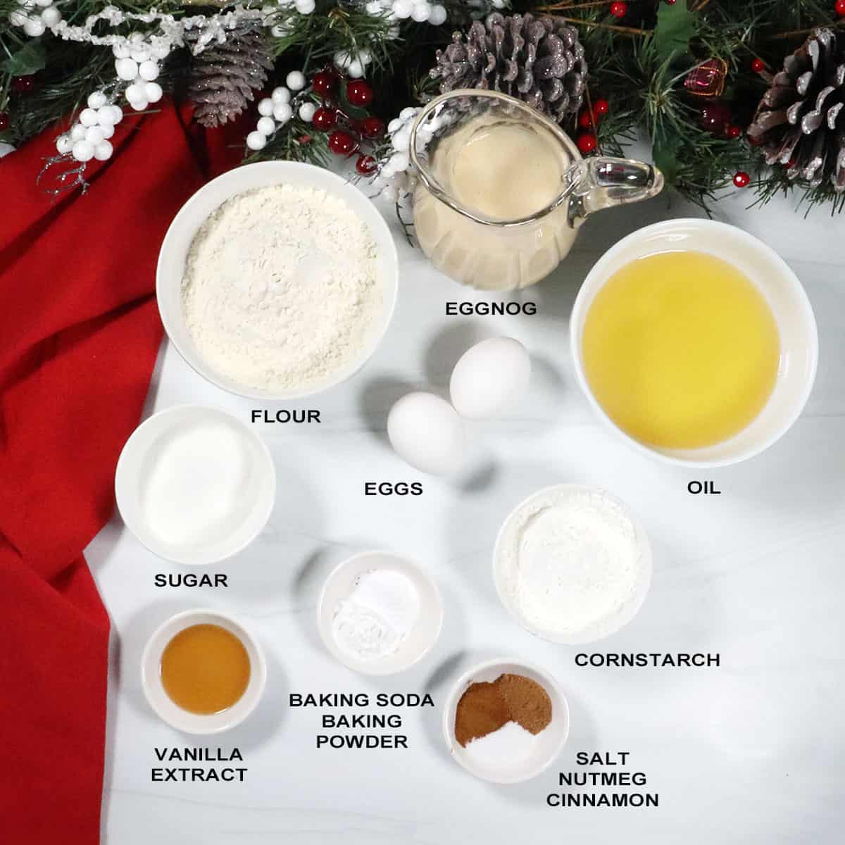 Ingredients for Eggnog Waffles.