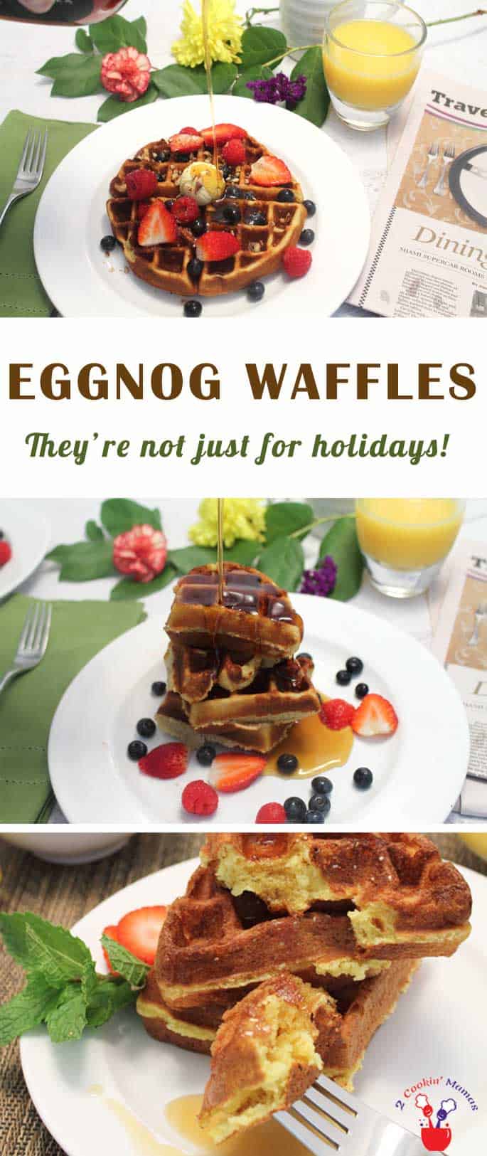 Eggnog Waffles | 2 Cookin Mamas These eggnog waffles combine all your favorite flavors to make crispy on the outside, soft & delicious on-the-inside waffles. And they're gluten-free too!