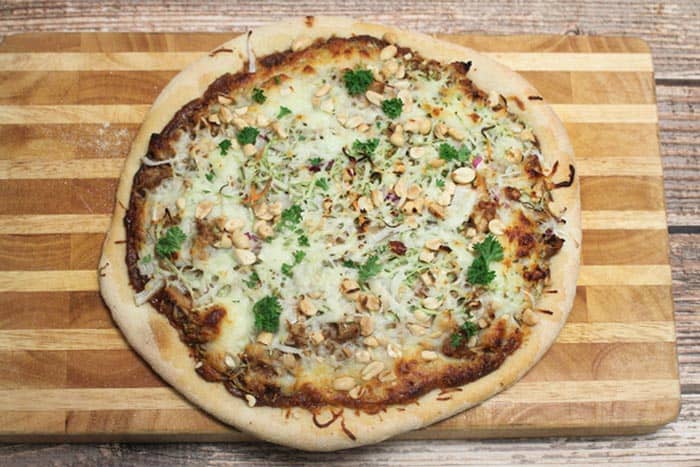 Thai Chicken Pizza baked | 2 Cookin Mamas