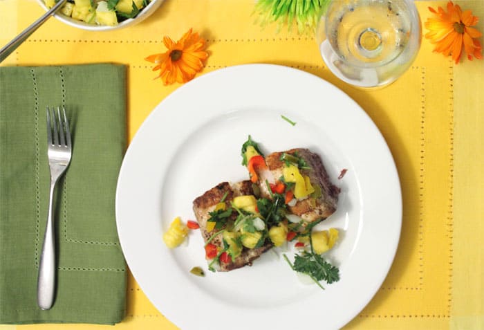 Grilled Mahi Mahi with Pineapple Salsa dinner | 2 Cookin Mamas