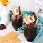 S'mores coffee with s'mores as garnish.