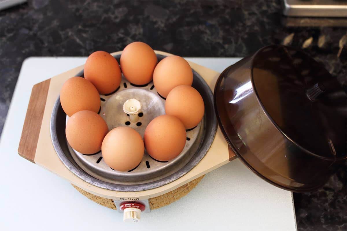 Eggs in egg cooker.