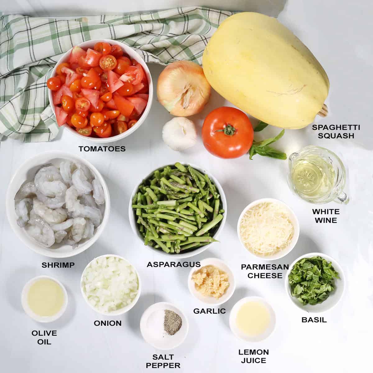 Spaghetti Squash Primavera ingredients.
