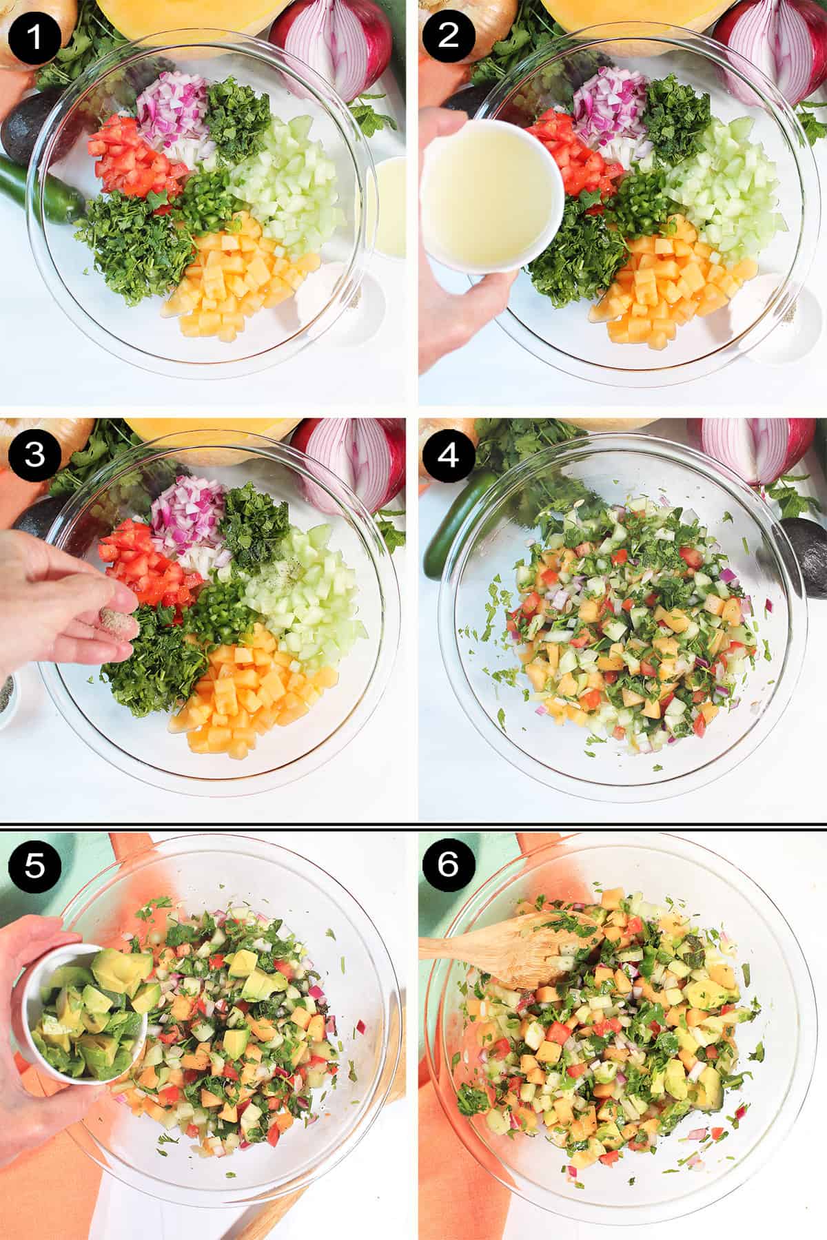 Steps to make salsa with cucumber.