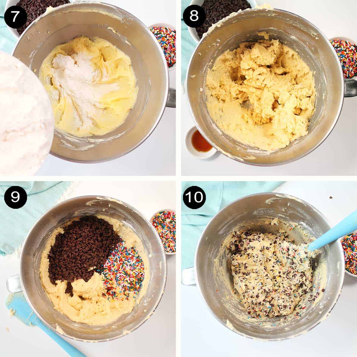 Finishing steps to make cookie dough.