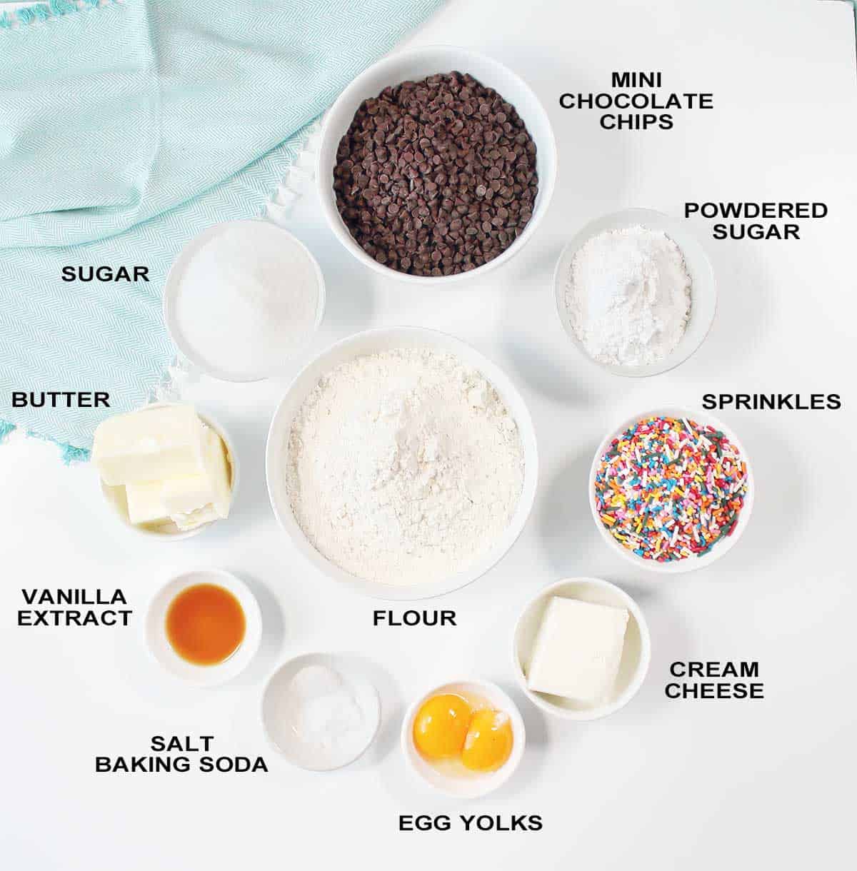 Ingredients for cheesecake cookies.