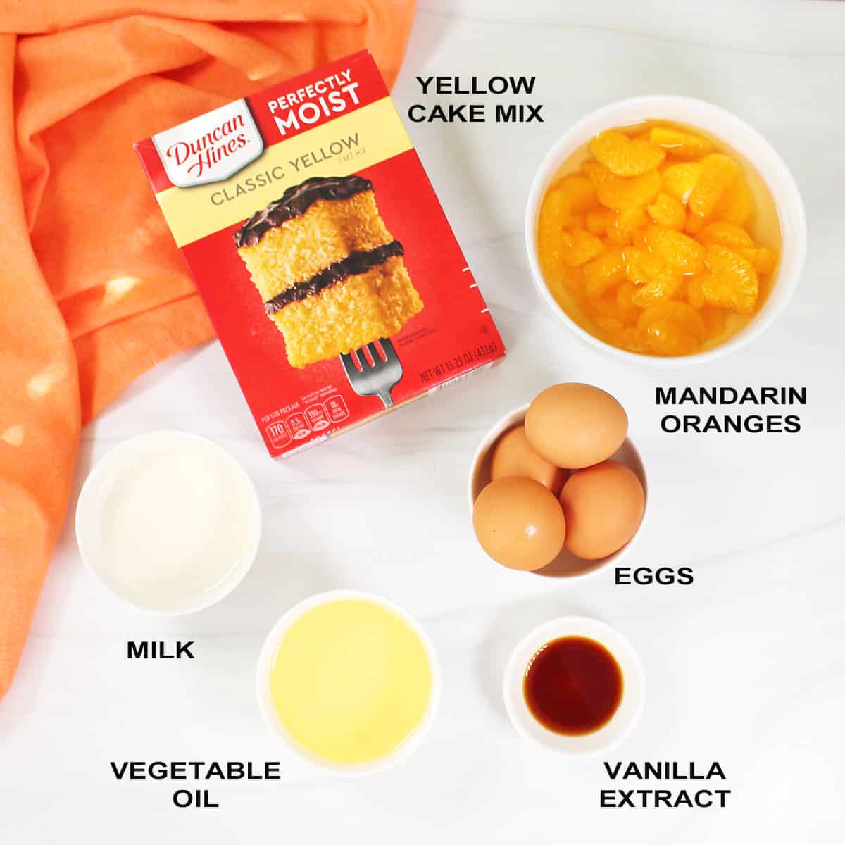 Ingredients for pig pickin cake.