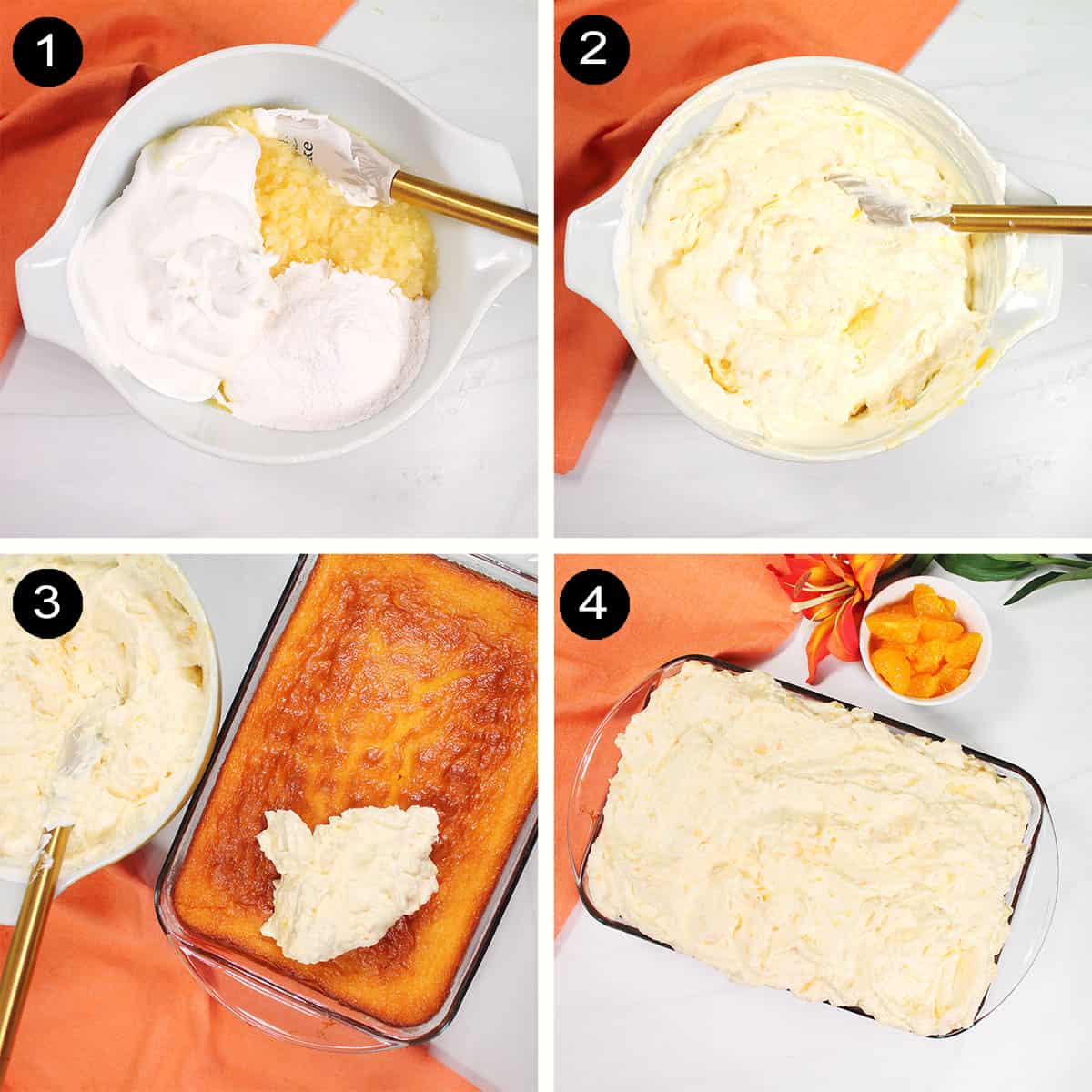 Prep steps to make pineapple frosting.