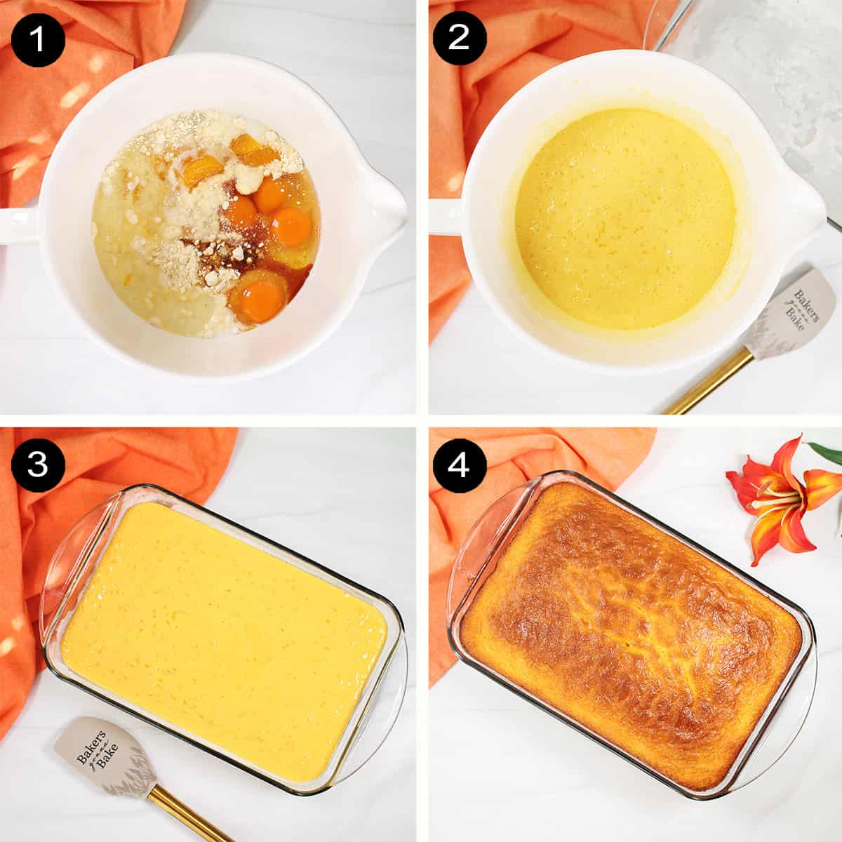 Prep steps for mandarin orange cake recipe.