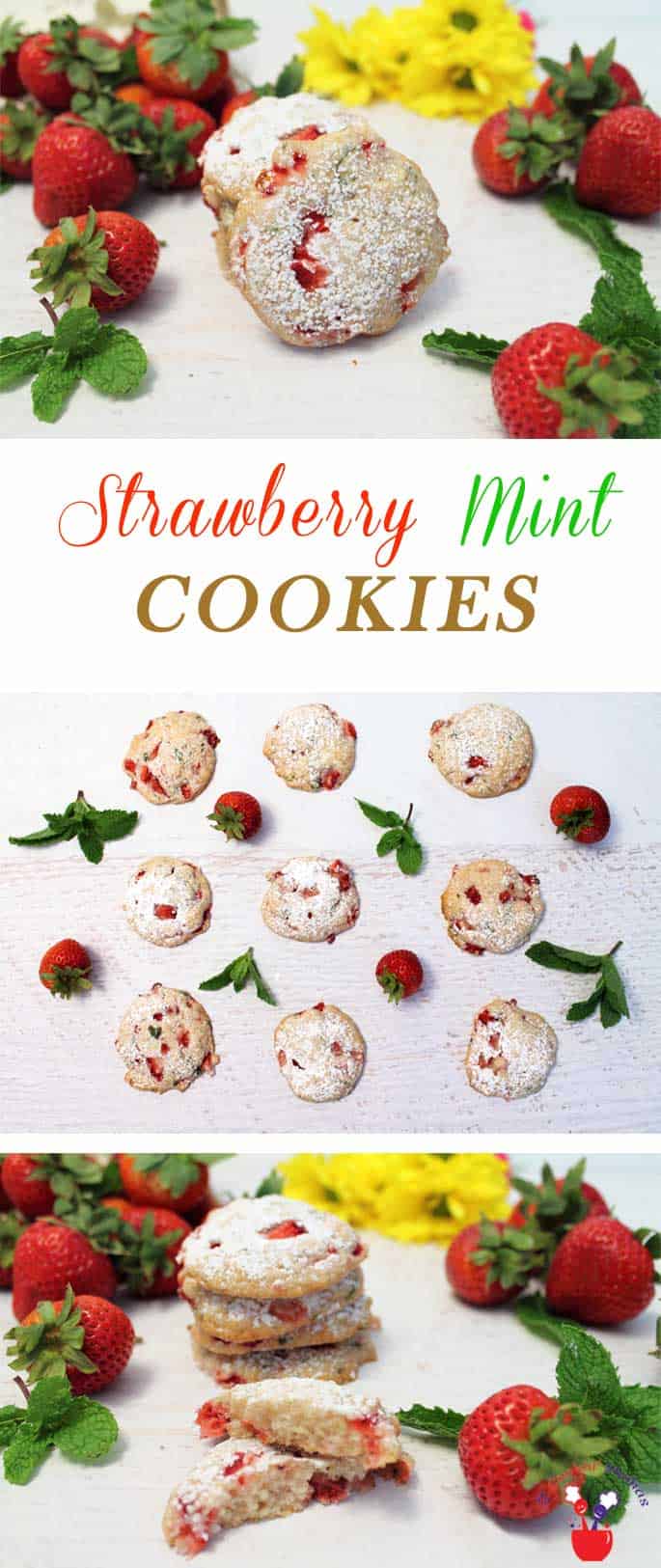 Strawberry Mint Cookies pin | 2 Cookin Mamas