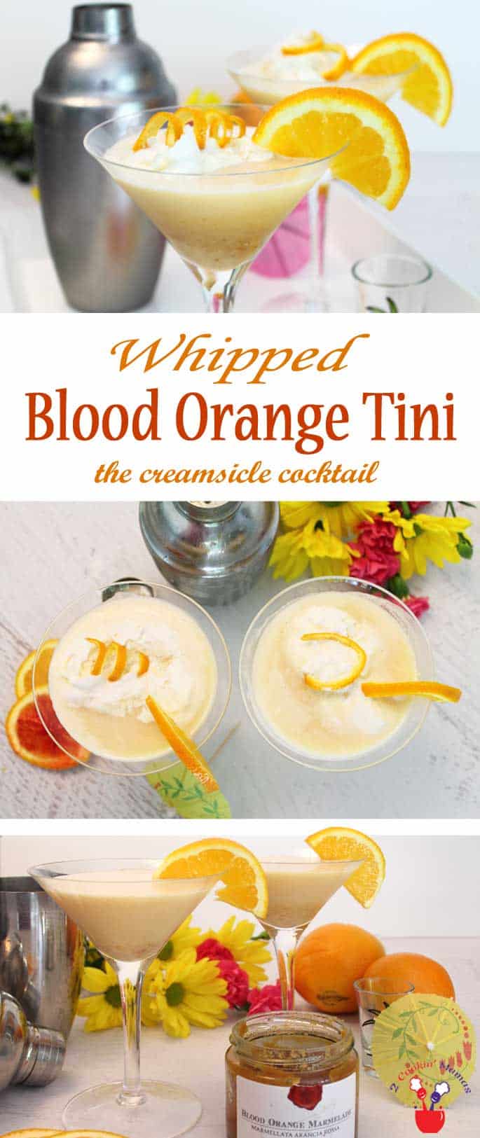 Our Whipped Blood Orange Tini tastes just like a creamy, ice cold creamsicle. The perfect summer cocktail combo of vodka, triple sec, blood orange marmalade, OJ & whipped cream. #sponsored @TheFrenchFarm #recipe #cocktail #drink #vodka #summercocktail