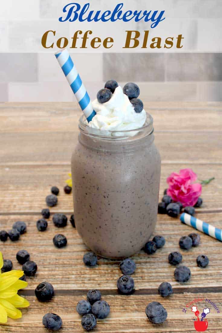 A cross between a cafe latte and a smoothie, this blueberry coffee blast is the best way to start your morning. Delicious flavors of blueberries, chocolate and coffee make this a deliciously healthy breakfast treat. #smoothie #breakfast #coffee #blueberries #healthy #recipe