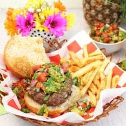 Key West Burger with Key Lime Salsa square | 2 Cookin Mamas