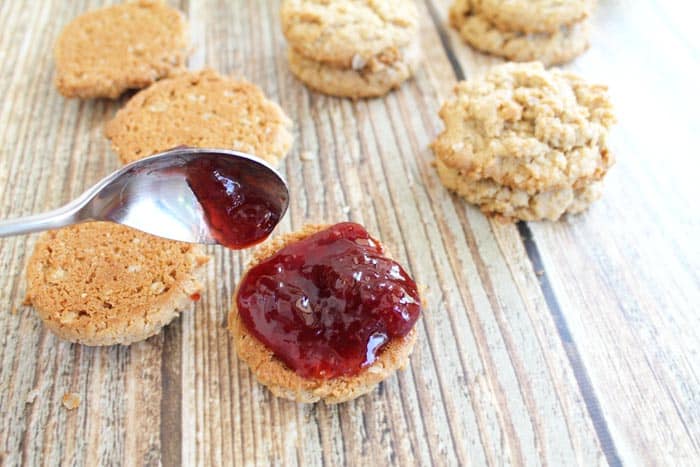 Peanut Butter and Jelly Cookies adding jelly | 2 Cookin Mamas