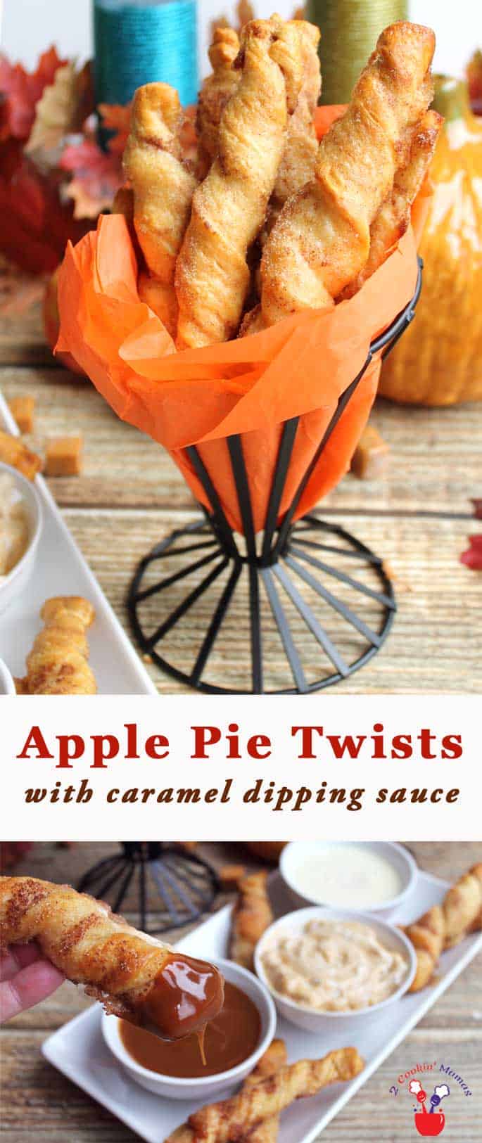 Yummy Apple Pie Twists are easy to make & perfect for tailgating. It's like taking a bite of pie without the plate. #recipe #dessert #footballmunchies #appetizers #applepie