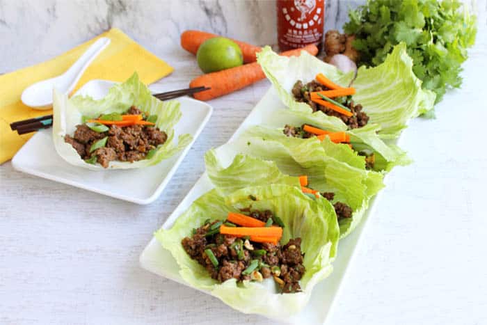 Asian Beef Lettuce Wraps served | 2 Cookin Mamas