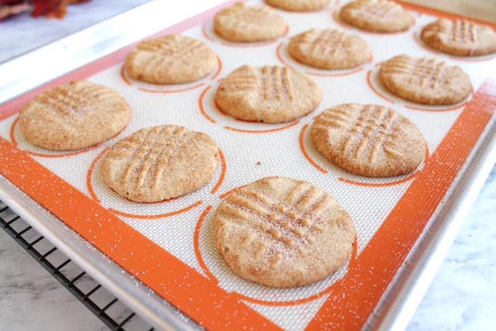 Peanut Butter Snickerdoodles baked | 2 Cookin Mamas
