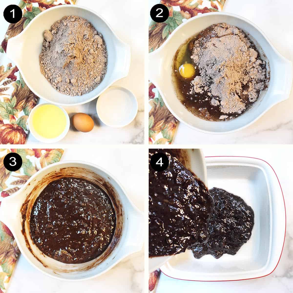 Prep steps for brownie batter.