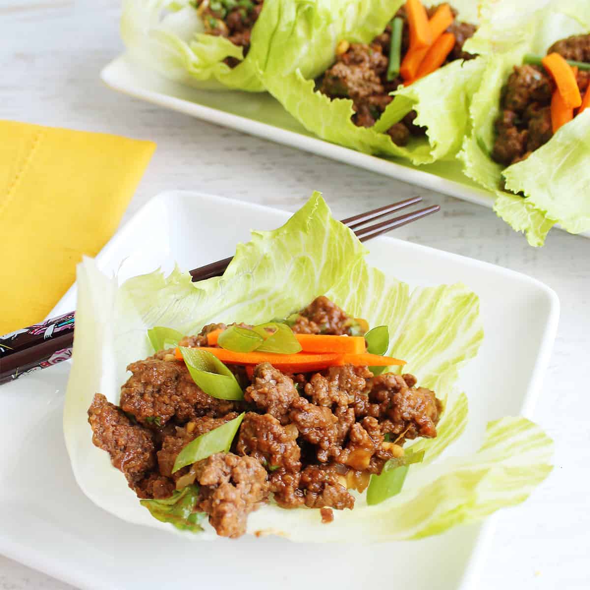 Asian Ground Beef Lettuce Wraps 2 Cookin Mamas