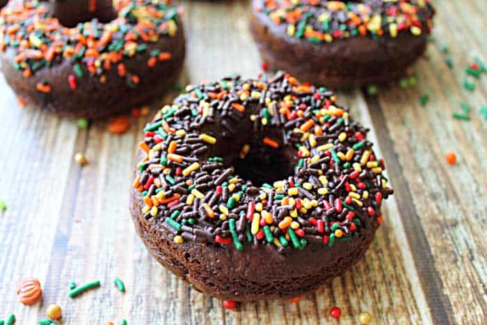 Chocolate Mint Doughnuts single closeup | 2 Cookin Mamas