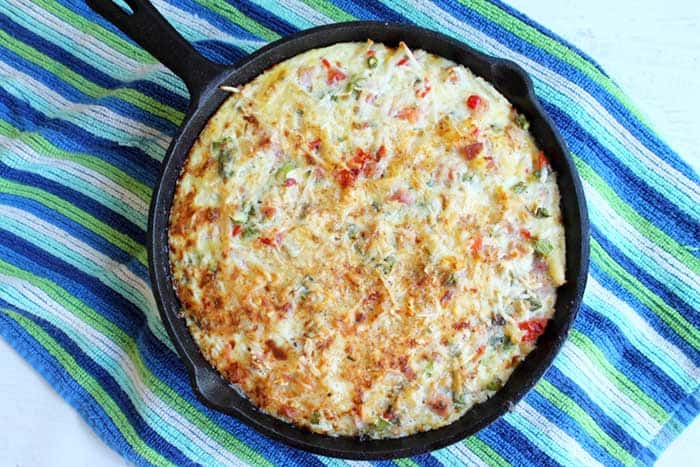 One Skillet Cheesy Ham Potato Bake baked | 2 Cookin Mamas