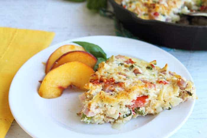 One Skillet Cheesy Ham Potato Bake serving 1 | 2 Cookin Mamas