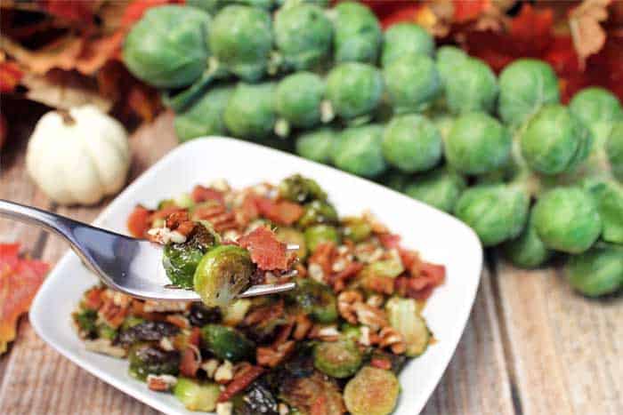 Maple Roasted Brussels Sprouts bite | 2 Cookin Mamas