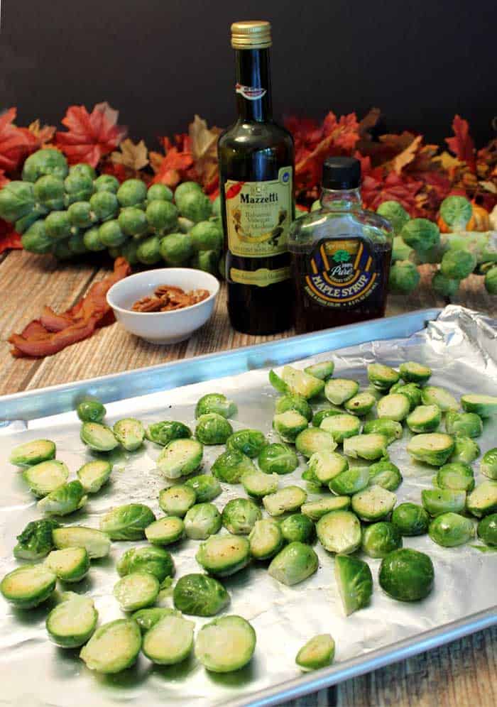 Maple Roasted Brussels Sprouts ready to roast | 2 Cookin Mamas