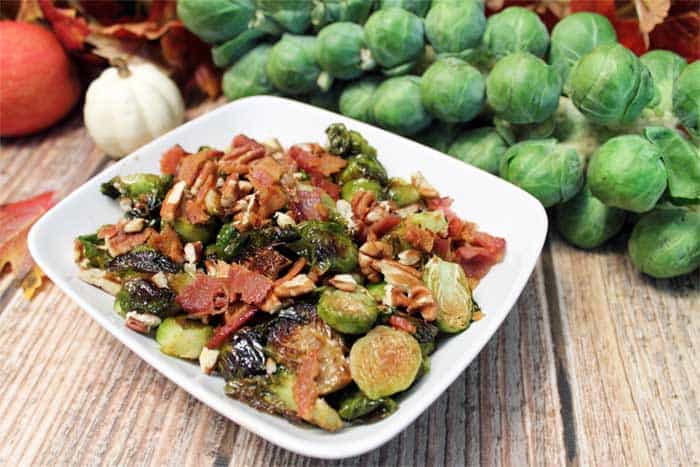 Maple Roasted Brussels Sprouts served | 2 Cookin Mamas