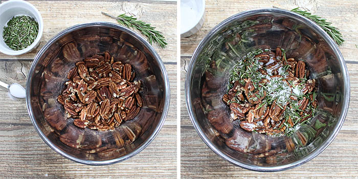 Steps to make Rosemary Pecans.