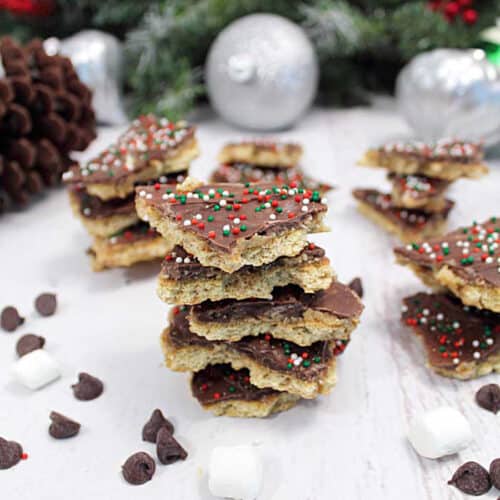 S'mores Christmas Crack square | 2 Cookin Mamas