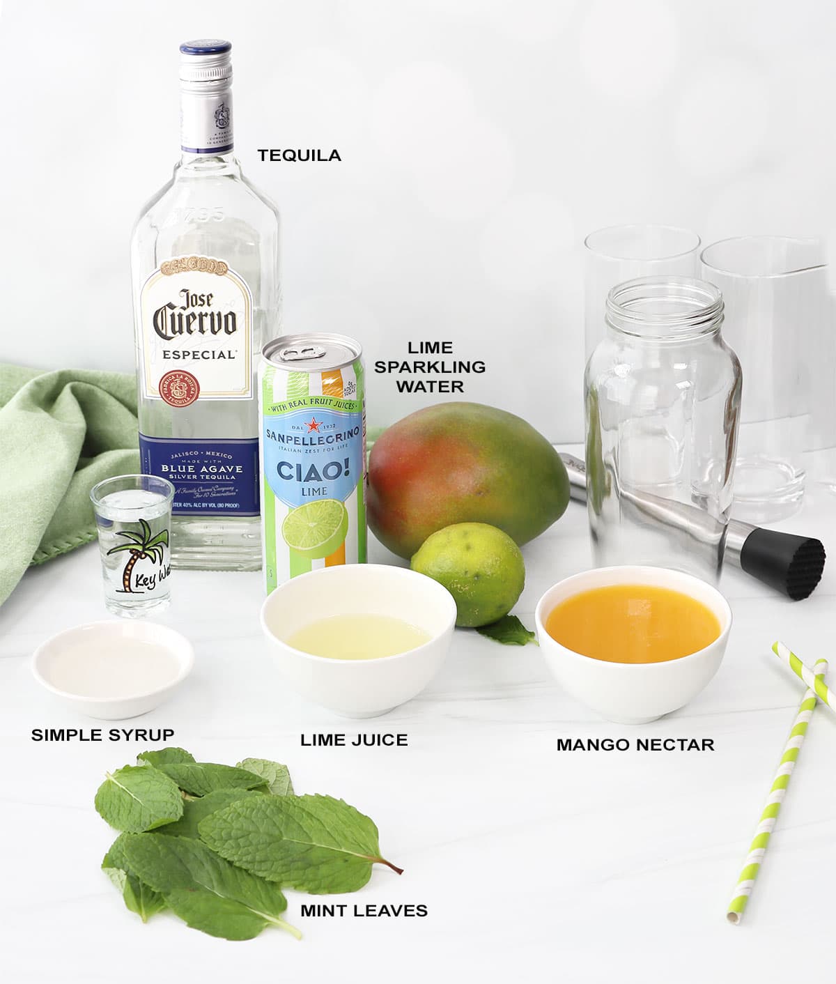 Mango Mojito ingredients.