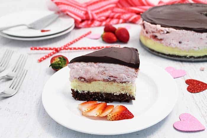 Neapolitan Cheesecake slice | 2 Cookin Mamas