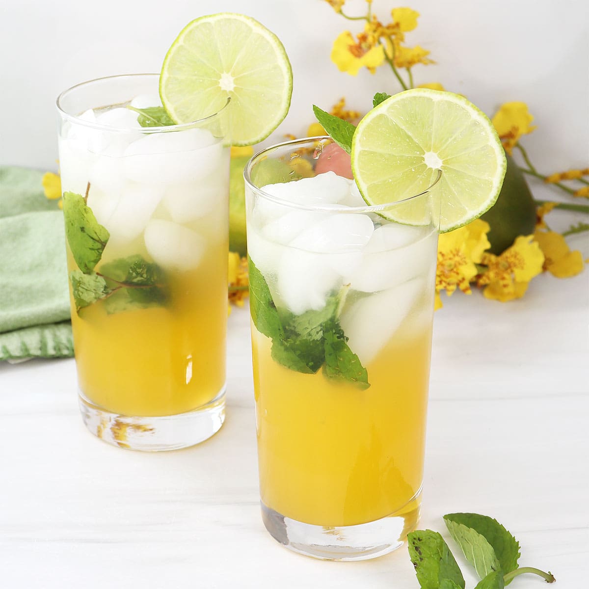 Garnished Mango Mojitos with tequila.
