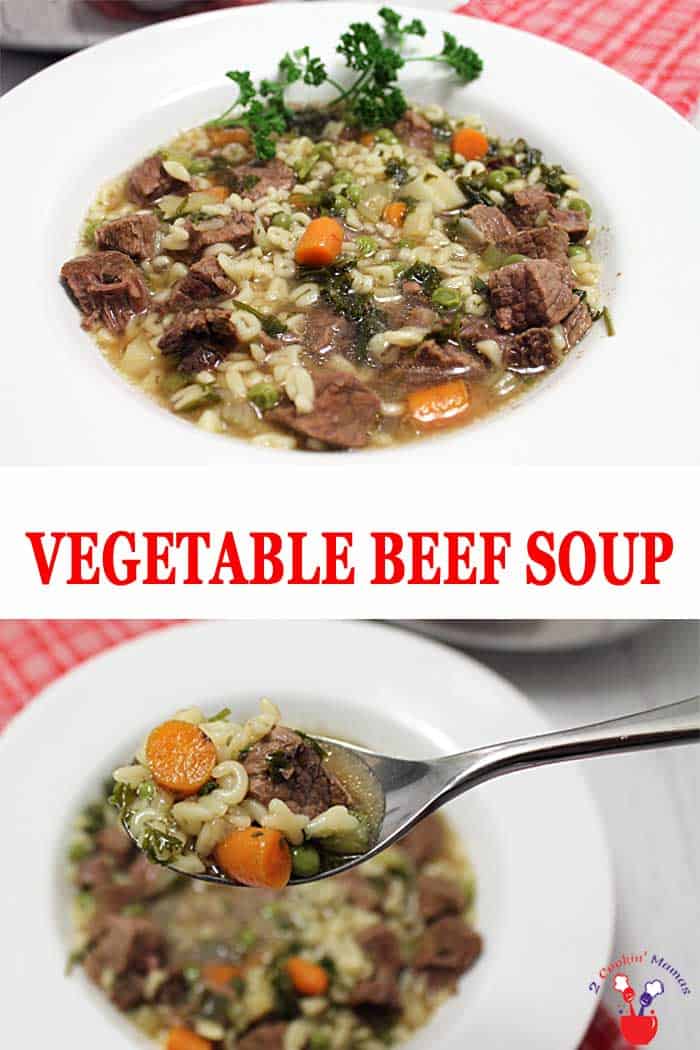 My Dad’s recipe for Homemade Vegetable Beef Soup can’t be beat for its incredibly rich flavor. Full of tender chunks of beef and loaded with vegetables, it’s a hearty, easy to make dinner for two or a crowd. #soup #dinner #beef #beefsoup #recipe #vegetablebeefsoup