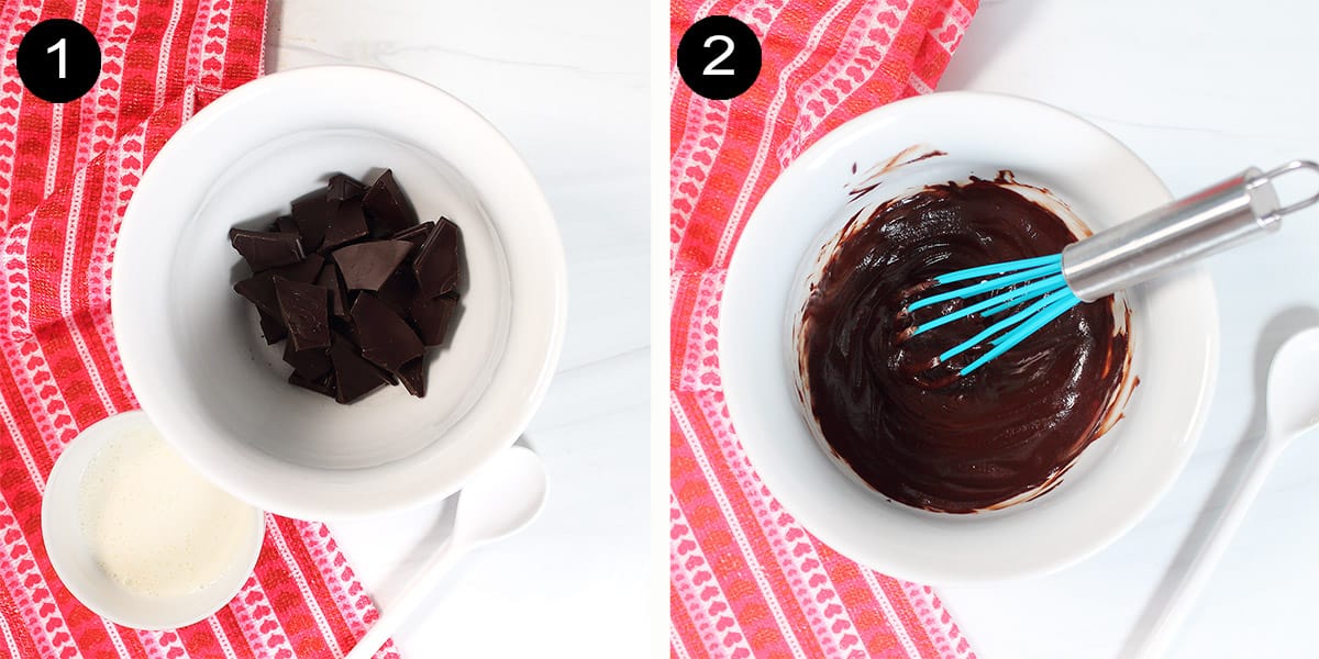 Steps to make chocolate ganache.