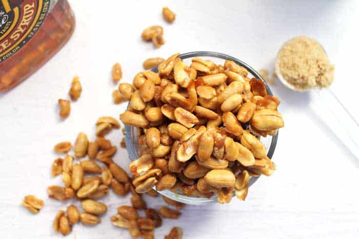 Maple Roasted Peanuts overhead | 2 Cookin Mamas