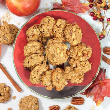 Plateful of oatmeal apple cookies.