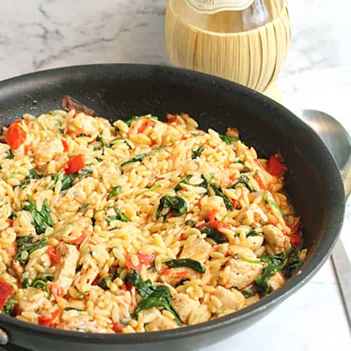 Garlic Chicken with Orzo A One Skillet Dinner 2 Cookin' Mamas