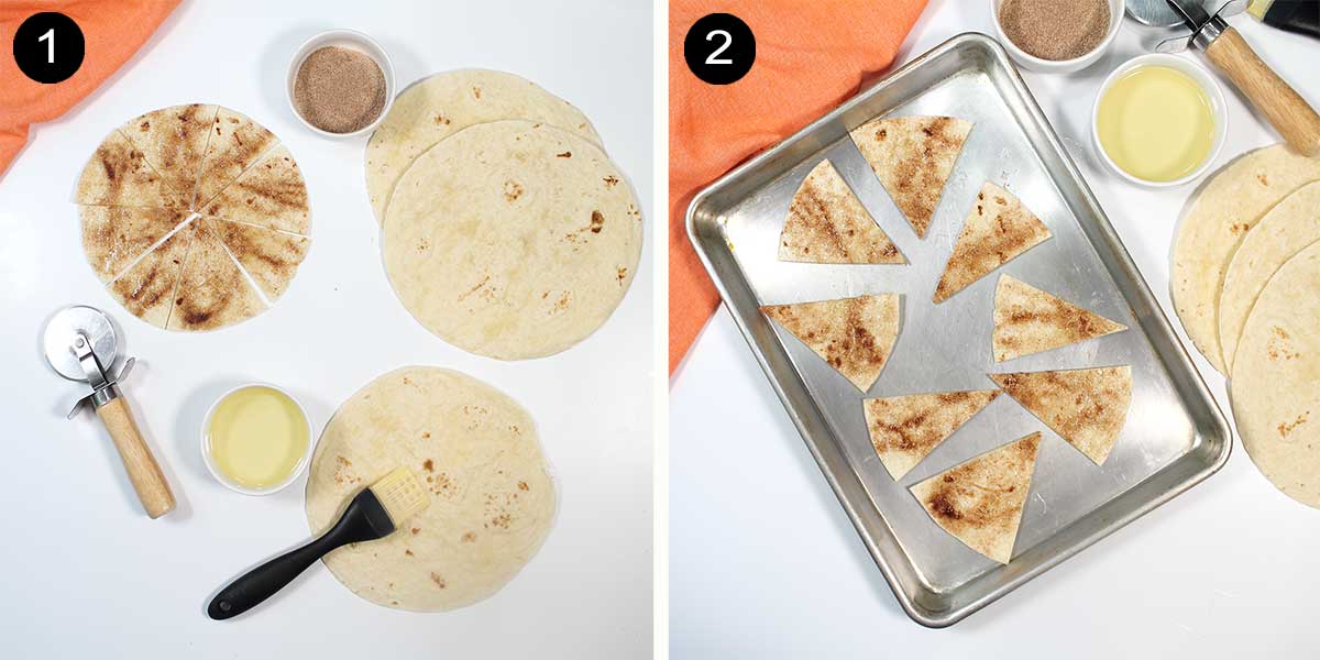 Easy steps to make cinnamon tortilla chips.